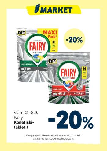 S-market tarjoukset  - 02.09.2026 - 08.09.2026.