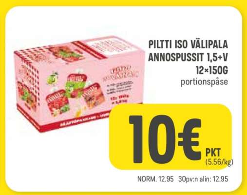 PILTTI ISO VÄLIPALA ANNOSPUSSIT 1,5+V 12×150G