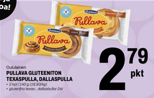 Oululainen PULLAVA GLUTEENITON TEXASPULLA, DALLASPULLA