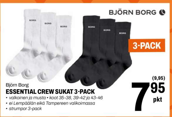 Björn Borg ESSENTIAL CREW SUKAT 3-PACK