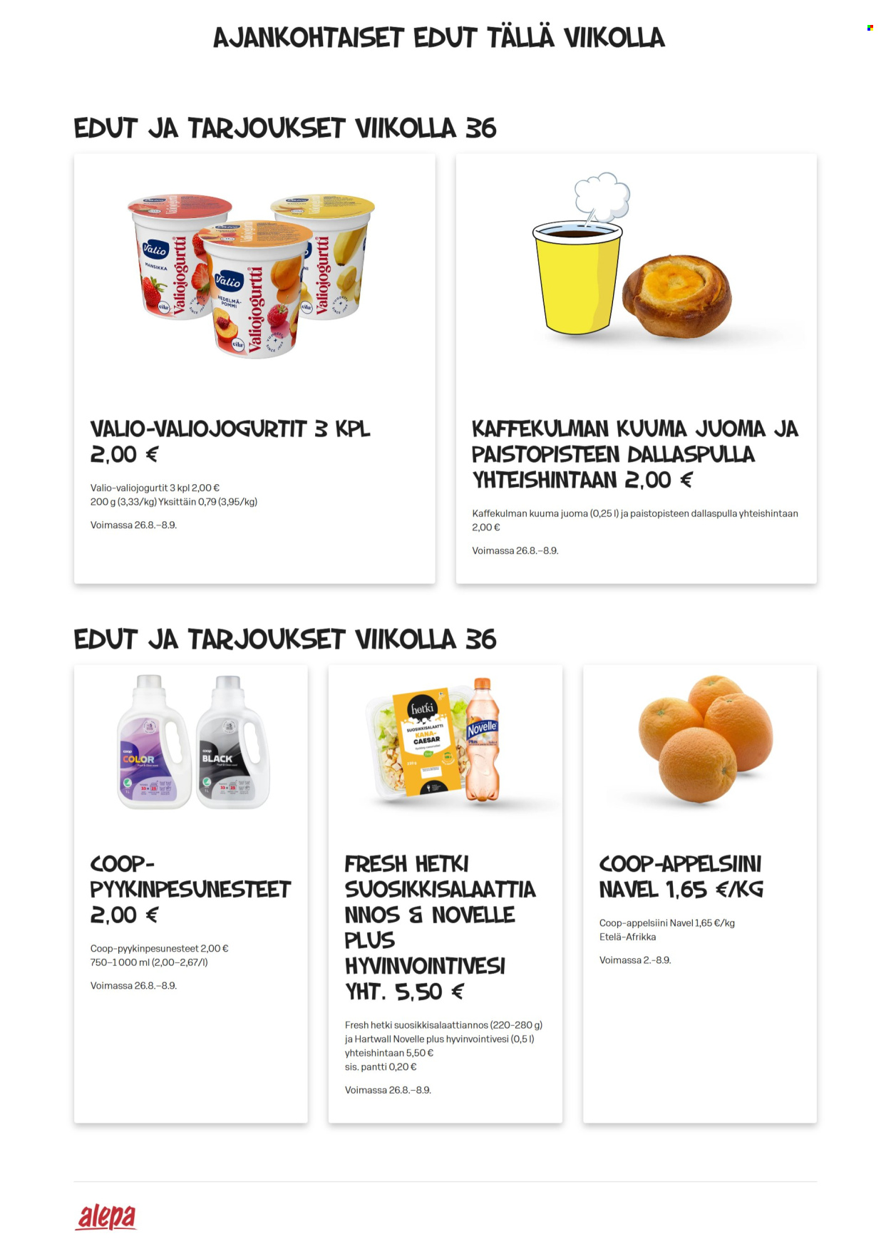 Alepa tarjoukset - 02.09.2026 - 08.09.2026. Sivu 1