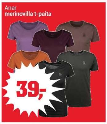 Anar merinovilla t-paita