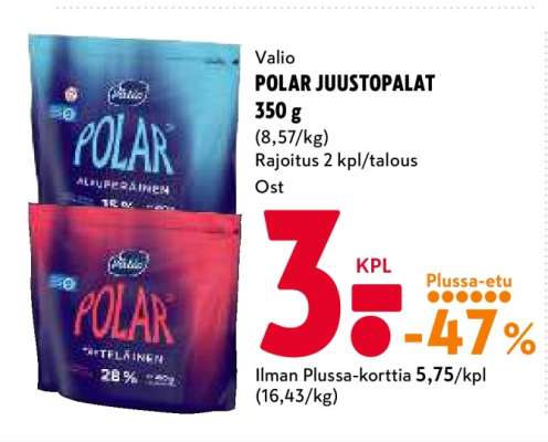 Valio POLAR JUUSTOPALAT 350 g