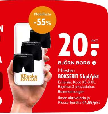 BJÖRN BORG Miesten BOKSERIT 3 kpl/pkt