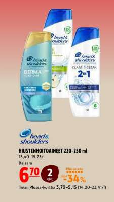head & shoulders HIUSTENHOITOAINEET 220-250 ml