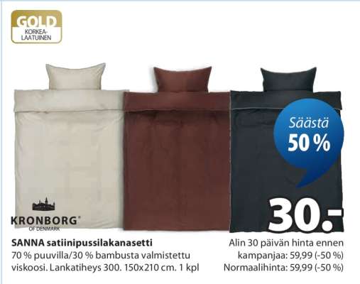 SANNA satiinipussilakanasetti