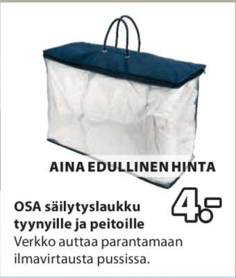 OSA säilytyslaukku tyynyille ja peitoille