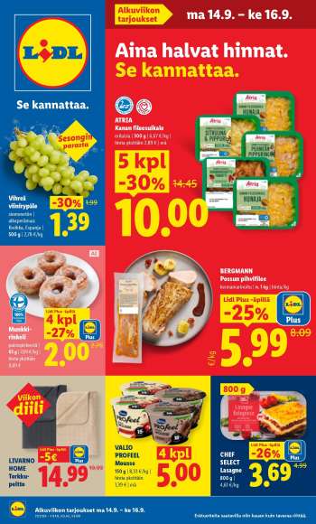 Lidl tarjoukset  - 14.09.2026 - 16.09.2026.