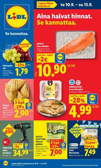 Lidl tarjoukset  - 10.09.2026 - 13.09.2026.