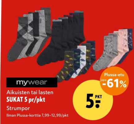 mywear Aikuisten tai lasten SUKAT 5 pr/pkt