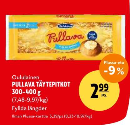 Oululainen PULLAVA TÄYTEPITKOT 300-400 g
