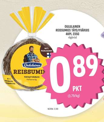Oululainen Reissumies Täysjyväruis 4kpl 235g