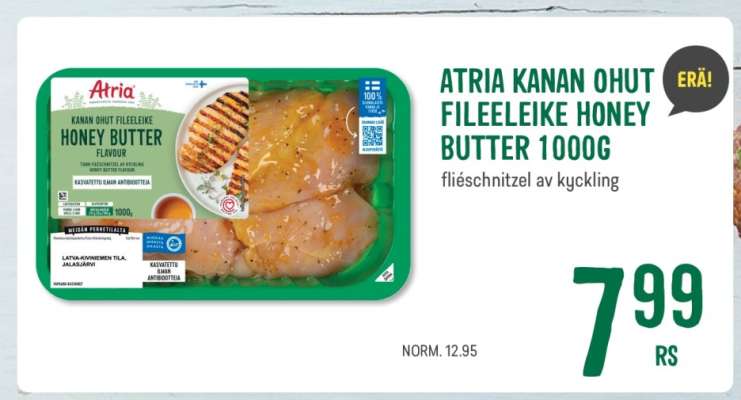 Atria Kanan Ohut Fileeleike Honey Butter 1000g