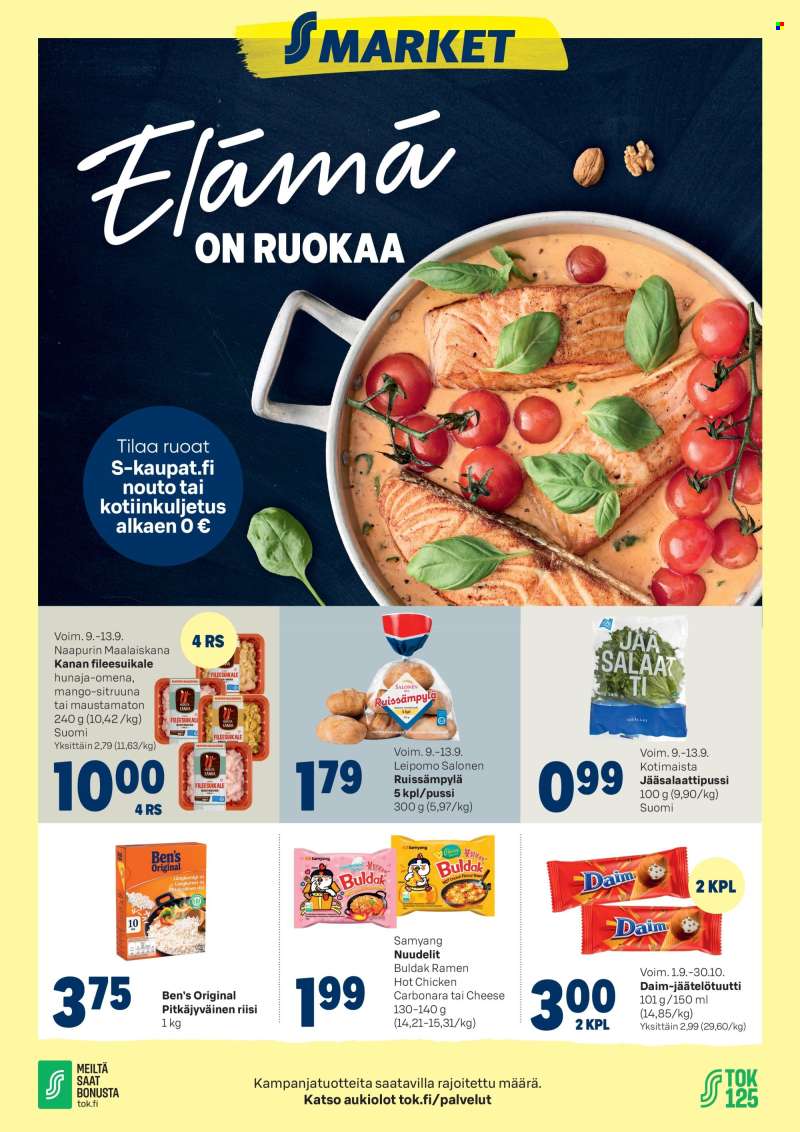 S-market tarjoukset  - 09.09.2026 - 13.09.2026.