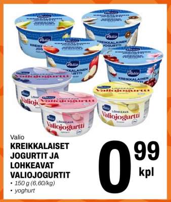 Valio KREIKKALAISET JOGURTIT JA LOHKEAVAT VALIOJOGURTIT