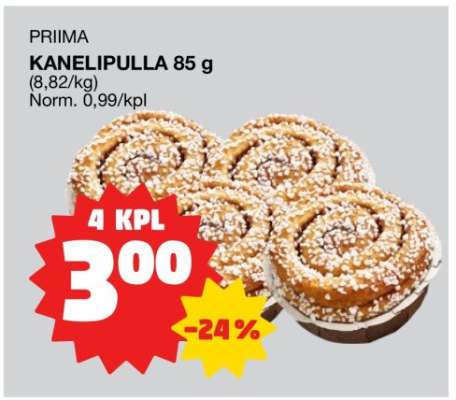 PRIIMA KANELIPULLA 85 g