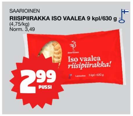 SAARIOINEN RIISIPIIRAKKA ISO VAALEA
