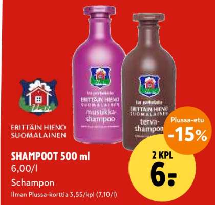 ERITTÄIN HIENO SUOMALAINEN SHAMPOOT 500 ml