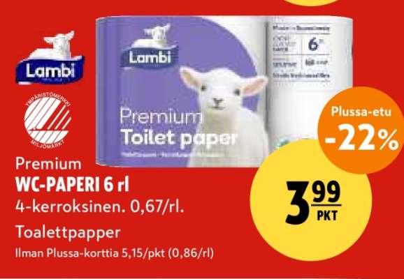 Lambi Premium WC-PAPERI 6 rl