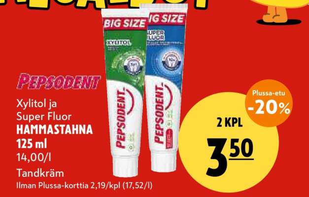 Pepsodent Xylitol ja Super Fluor HAMMASTAHNA 125 ml