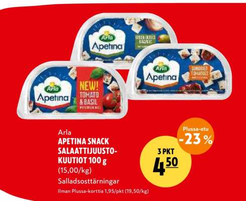 Arla APETINA SNACK SALAATTIJUUSTO-KUUTIOT 100 g