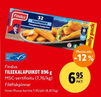 Findus FILEEKALAPUIKOT 896 g