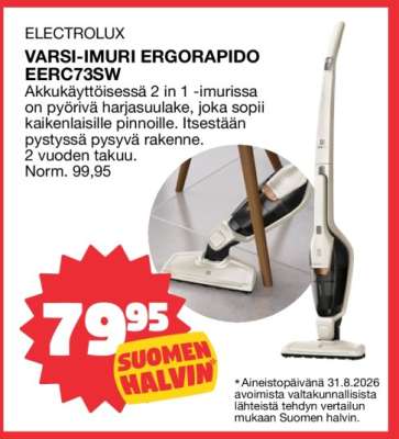 ELECTROLUX VARSI-IMURI ERGORAPIDO EERC73SW