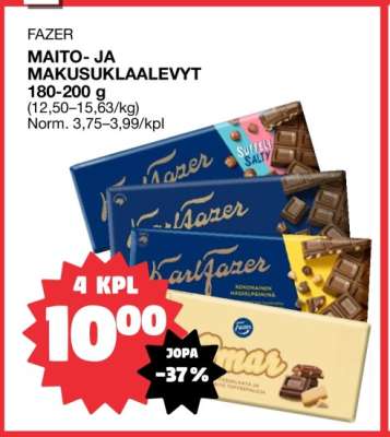 Fazer Maito- ja makusuklaalevyt