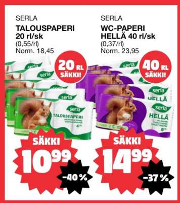 SERLA WC-PAPERI HELLÄ 40 rl/sk