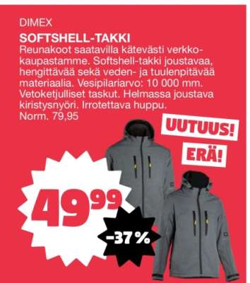 DIMEX SOFTSHELL-TAKKI