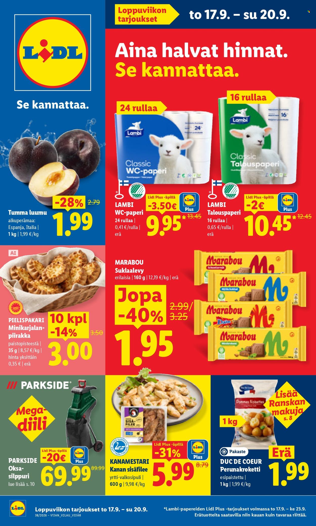Lidl tarjoukset - 17.09.2026 - 20.09.2026. Sivu 1