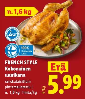 French Style Kokonainen uunikana