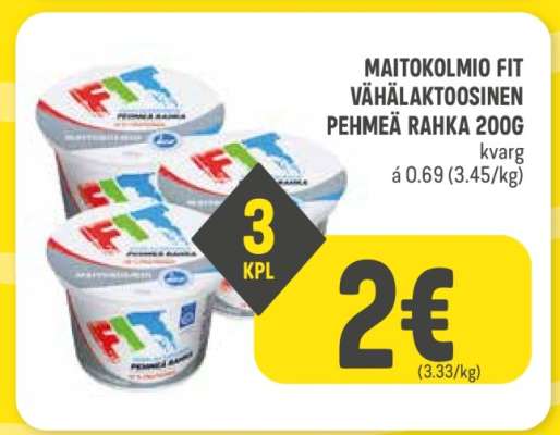 Maitokolmio Fit Vähälaktoosinen Pehmeä Rahka 200g