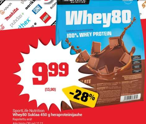Whey80 Suklaa 450 g heraproteiinijauhe
