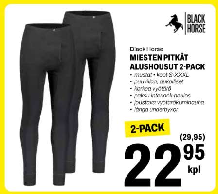 Black Horse MIESTEN PITKÄT ALUSHOUSUT 2-PACK