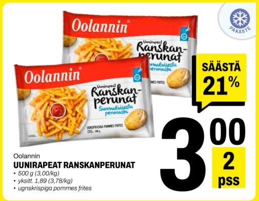 Oolannin Uunirapeat Ranskanperunat