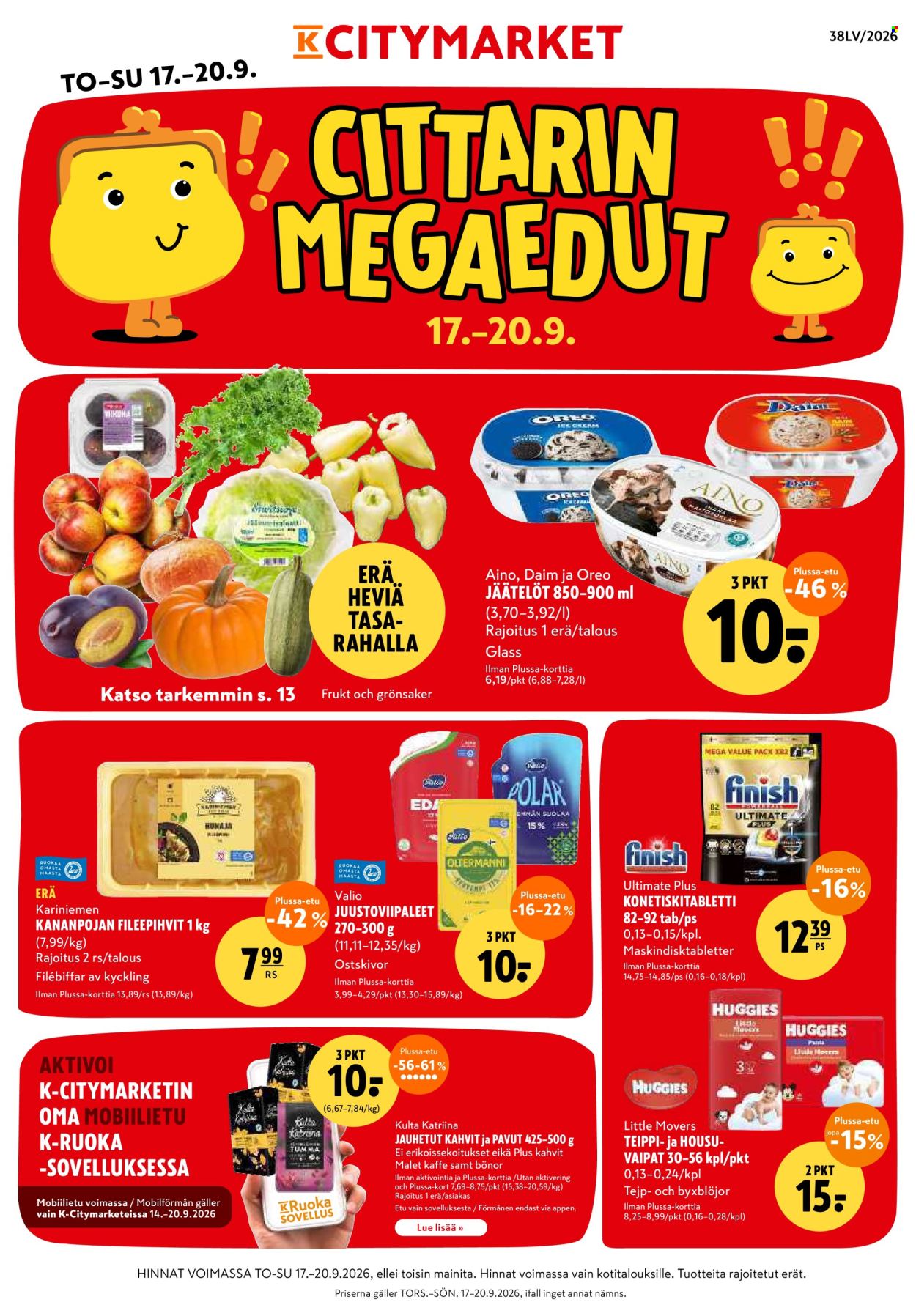 K-citymarket tarjoukset - 17.09.2026 - 20.09.2026. Sivu 1