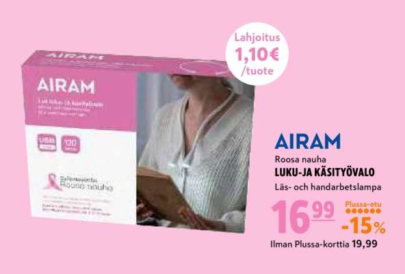AIRAM Roosa nauha LUKU- ja KÄSITYÖVALO