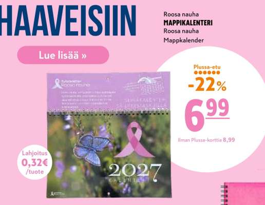 Roosa nauha MAPPIKALENTERI