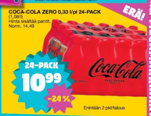 COCA-COLA ZERO 0,33 l/pl 24-PACK