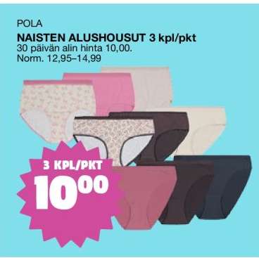 NAISTEN ALUSHOUSUT 3 kpl/pkt