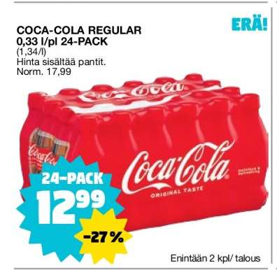 COCA-COLA REGULAR 0,33 l/pl 24-PACK