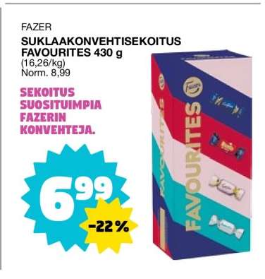 FAZER SUKLAAKONVEHTISEKOITUS FAVOURITES 430 g