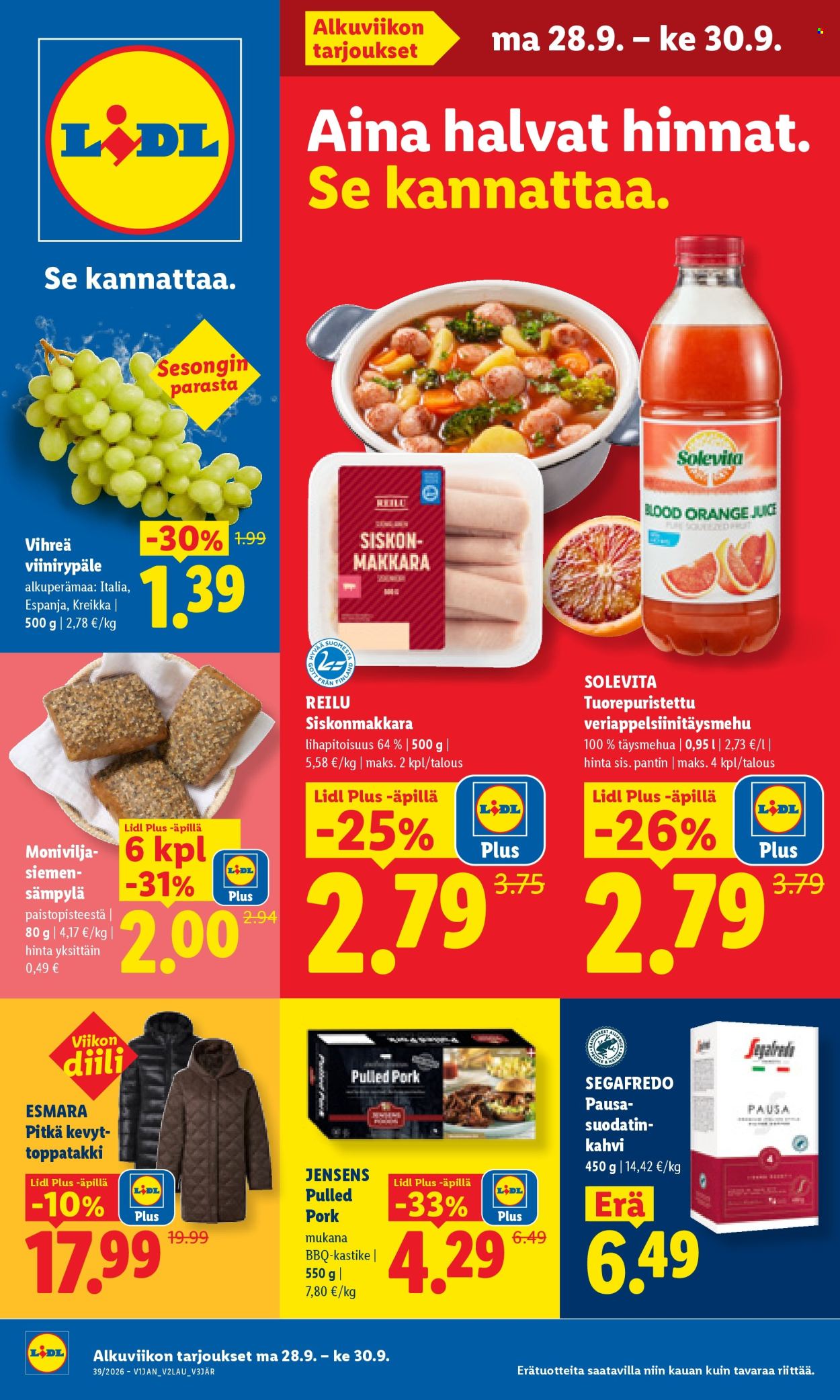 Lidl tarjoukset - 28.09.2026 - 30.09.2026. Sivu 1