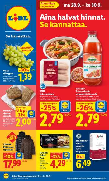 Lidl tarjoukset  - 28.09.2026 - 30.09.2026.