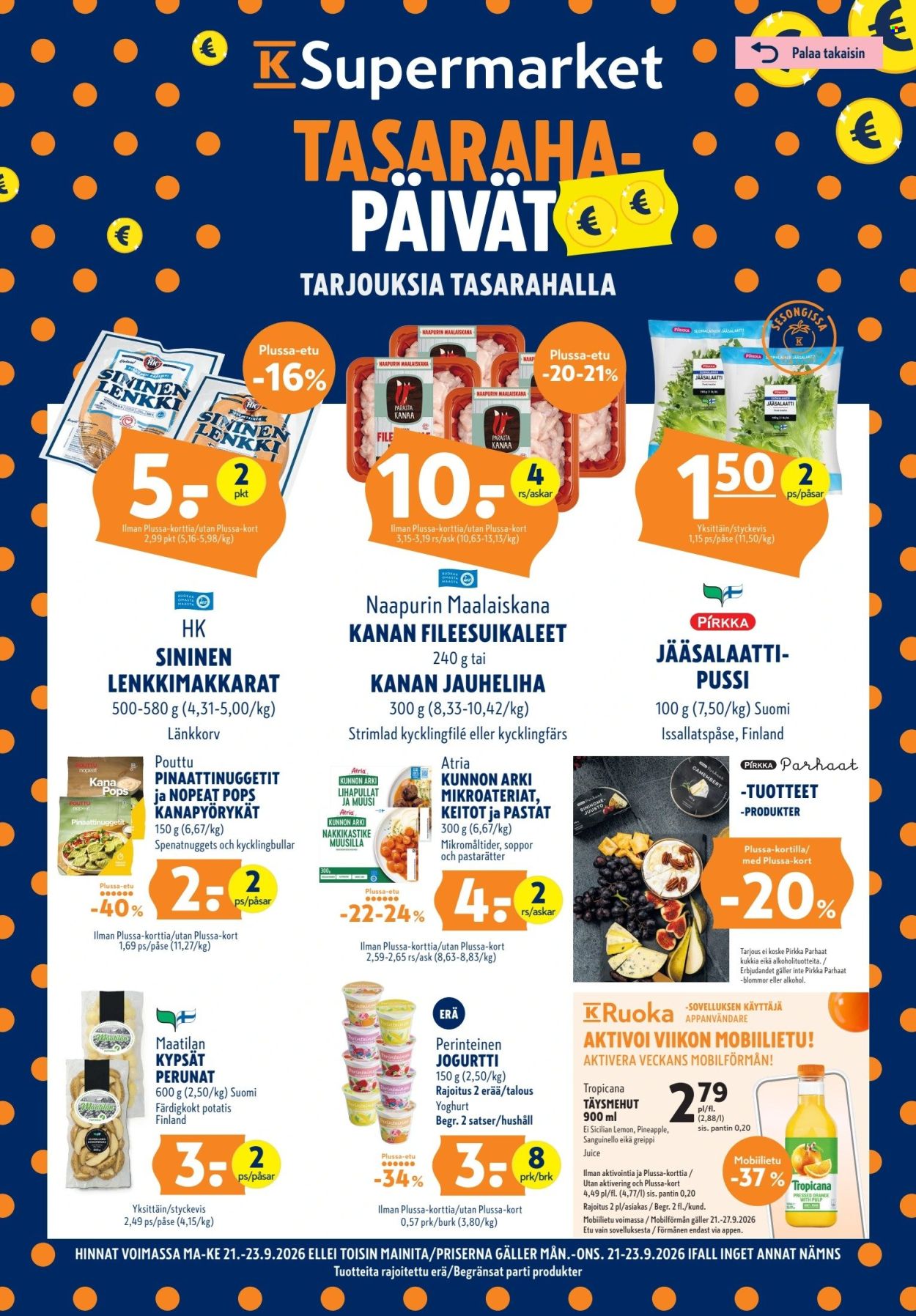 K-Supermarket tarjoukset - 21.09.2026 - 23.09.2026. Sivu 1