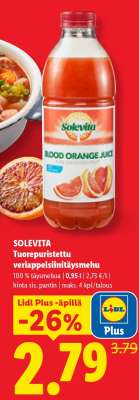 SOLEVITA Tuorepuristettu veriappelsiinitäysmehu