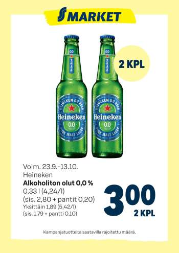 S-market tarjoukset  - 23.09.2026 - 13.10.2026.