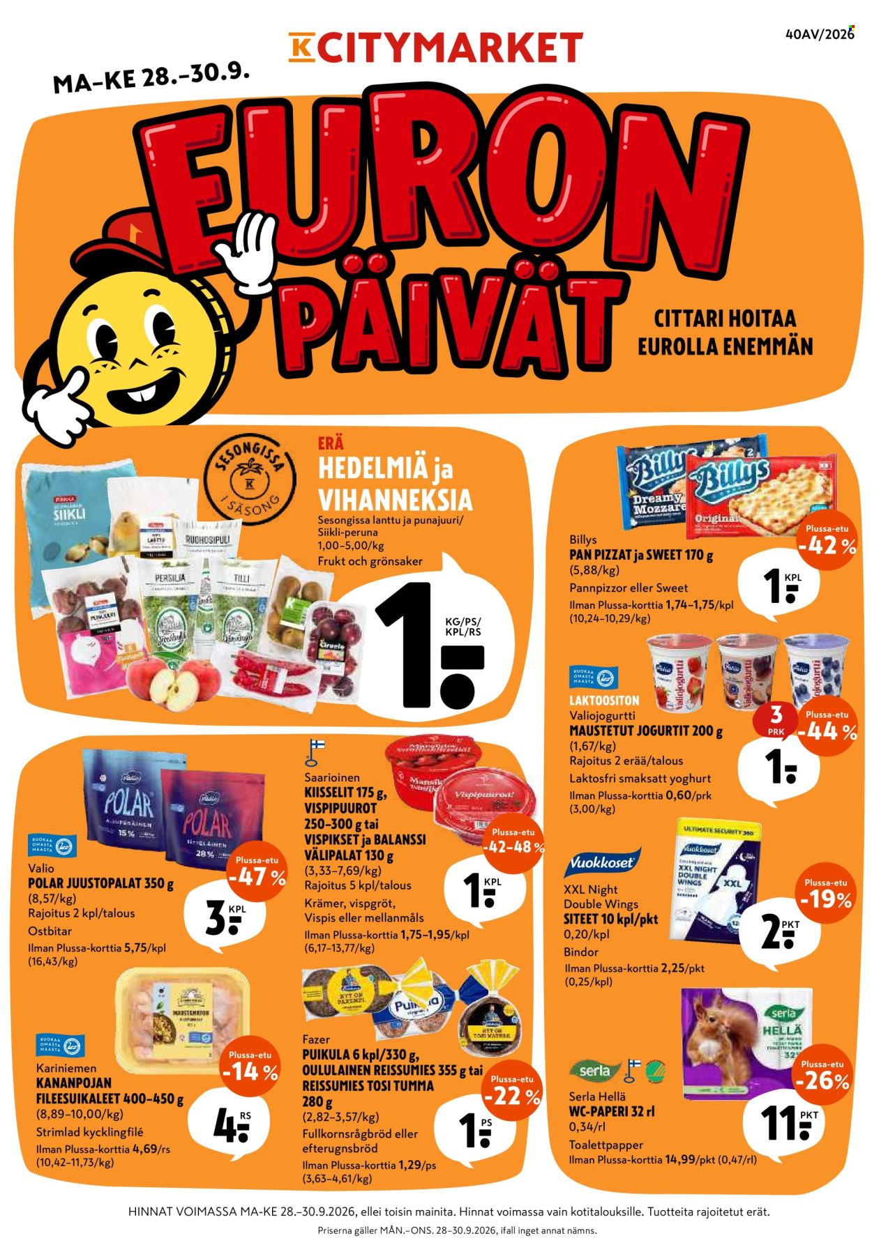 K-citymarket tarjoukset - 28.09.2026 - 30.09.2026. Sivu 1