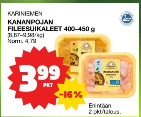 Kariniemen KANANPOJAN FILEESUIKALEET 400–450 g